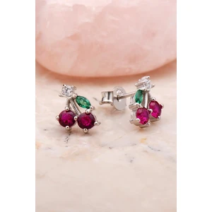 Sümer Telkari Kiraz Rodyumlu Mini Gümüş Küpe