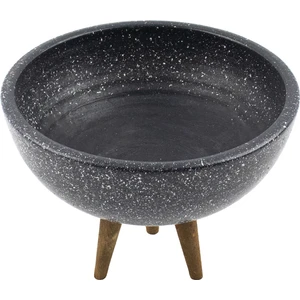 Bitki Tasarımı Gri Granit Boyalı Aranjman-Sunumluk Toprak Saksı-3 Ayaklı-20 cm Çap