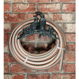 HOUSE2HOME El Yapımı Pirinç Kuşlu Hortum Askısı, Oksit Siyah