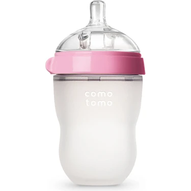 Comotomo Antikolik Silikon Biberon 250 ml Pembe - Orta Akışlı (3-6