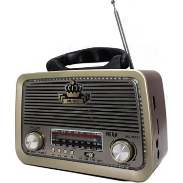 MEGA MG-301BT Nostaljik Şarjlı Radyo