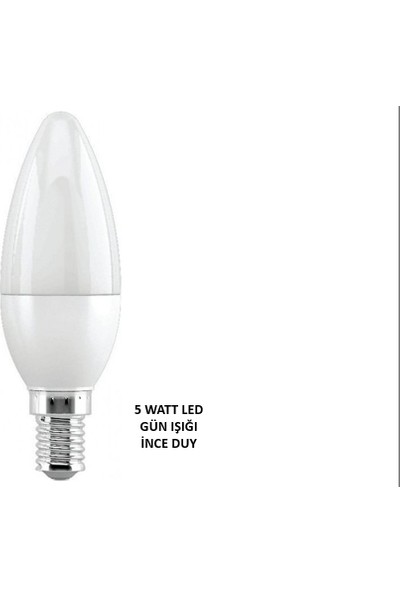 Elektrohan 5 W Mum Buji LED Avize Aplik Ampulü Gün Işığı Ilık Beyaz E14 Ince Duy Adet 1