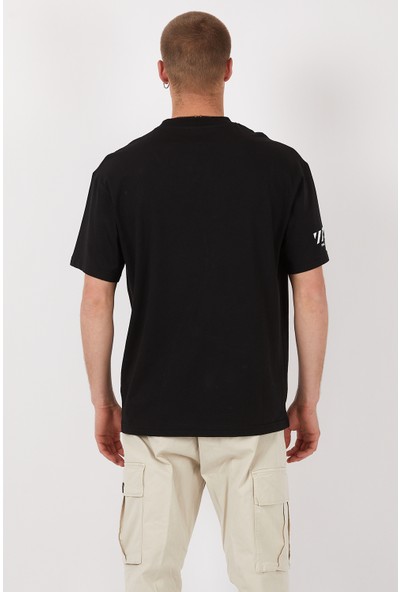 Ress Grafık Baskılı Siyah Oversize T-Shirt