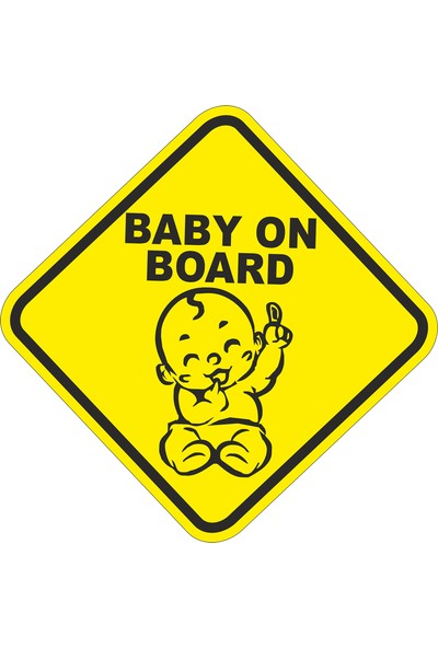 And Sticker Baby On Board Sarı Zemin Dekoratif Oto Sticker