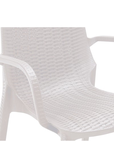 Romanoset Plastik Romanoset Nirvana Rattan Beyaz Sandalye 4'lü Set