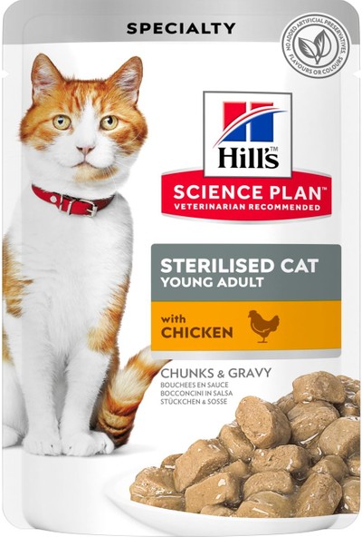 Hills Hill's Science Plan Tavuklu Kısırlaştırılmış Sterilised Yetişkin Yaş Kedi Maması 85GR x 12 Adet