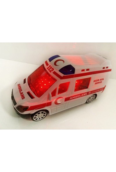Kardelen 3D Işıklı Sesli Sirenli Pilli Oyuncak Ambulans Araba 112 Acil Kurtarma