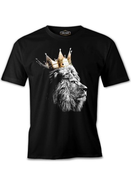 Lordd T-Shirt Aslan - Kral Taç Siyah Erkek T-Shirt