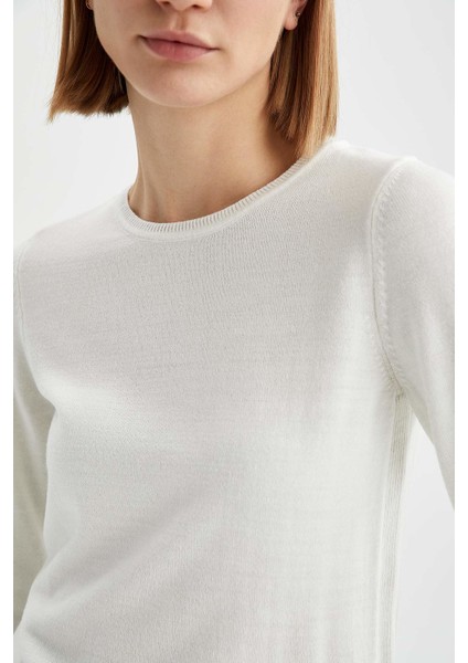 Basic Bisiklet Yaka Relax Fit Ekstra Yumuşak Kaşmir Dokulu Triko Kazak F7091AZ21WN modelleri