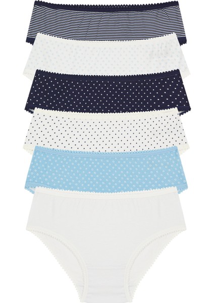 Çok Renkli Kız Çocuk Blue Type 6lı Slip Külot