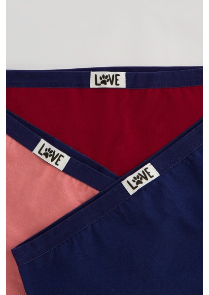 Çok Renkli Teen Love Paw 3lü Hipster Külot