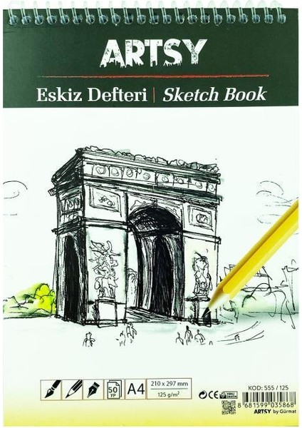Artsy A4 50 Yaprak 125 Gr. Eskiz Bloknot Kod : 554
