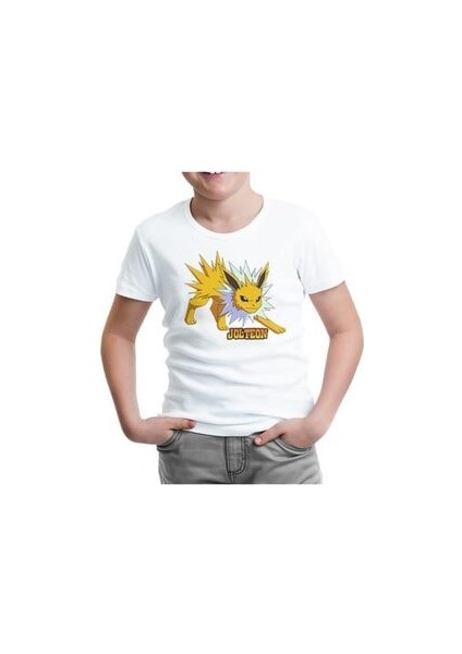 Lordd T-Shirt Pokemon Go - Jolteon Beyaz Çocuk T-Shirt