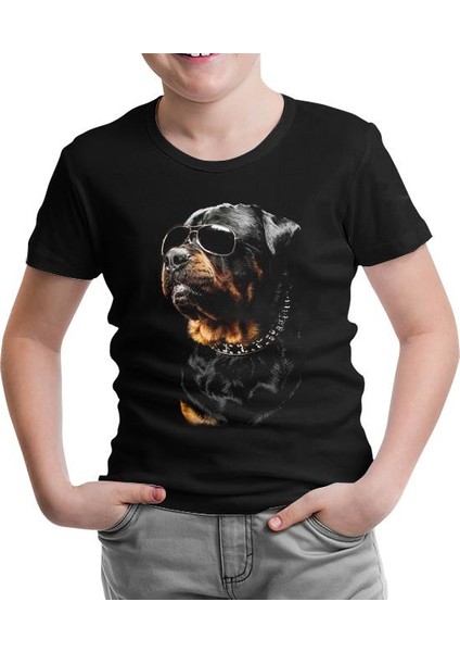 Lordd T-Shirt Rottweiler - Cool Siyah Çocuk T-Shirt