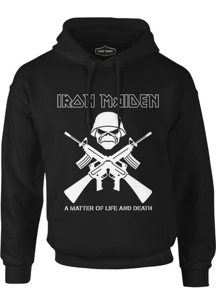 Lordd T-Shirt Iron Maiden - A Matter Of Life And Death Siyah Erkek Fermuarsız Kapüşonlu