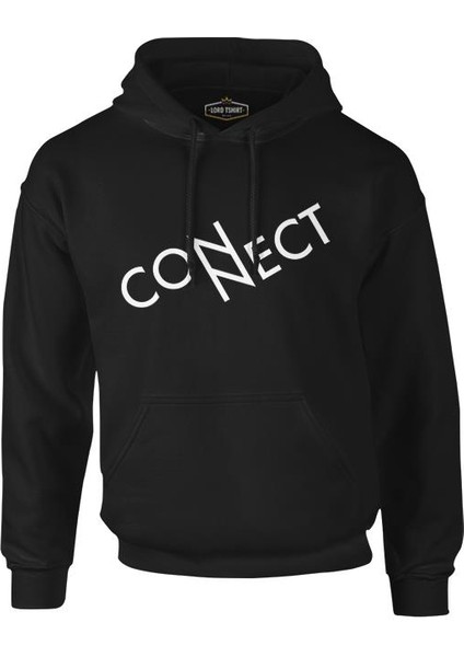 Lordd T-Shirt Connect With N Siyah Erkek Fermuarsız Kapüşonlu
