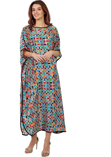 Kadın Ipek Yuvarlak Yaka Turkuaz Elbise modelleri