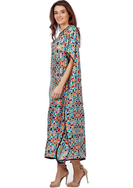 Kadın Ipek Yuvarlak Yaka Turkuaz Elbise fırsatları