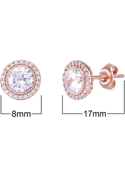 Zirkon Taşlı Pırlanta Montür Rose Altın Kaplama Yuvarlak Gümüş Küpe fiyatları