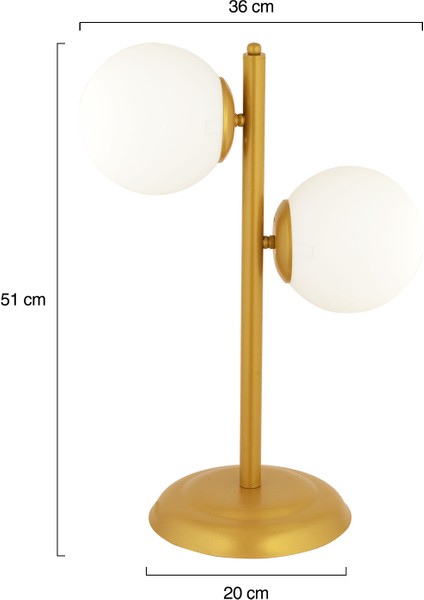 Siena 2Li Gold Boyalı Beyaz Camlı Masa Lambası Modern Tasarım -Yatak Odası-Salon Abajur