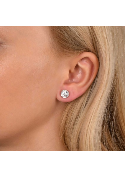 Zirkon Taşlı Pırlanta Montür Gümüş Altın Kaplama Yuvarlak Gümüş Küpe modelleri