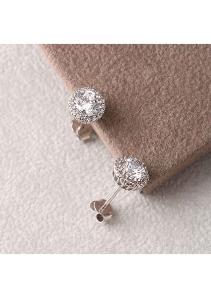 Zirkon Taşlı Pırlanta Montür Gümüş Altın Kaplama Yuvarlak Gümüş Küpe fırsatları