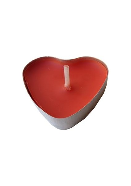 Kalp Tealight Mum Kalp Modeli - 50 Adet Kırmızı