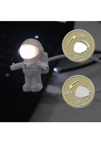 Astronot Lamba LED USB Gece Lambası Klavye Işığı Kitap Okuma Işığı