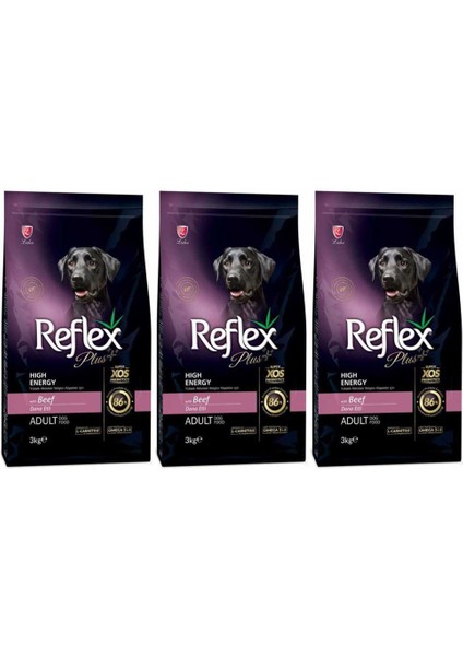 Yüksek Aktiviteli Dana Etli Yetişkin Köpek Maması 3 kg 3 Adet