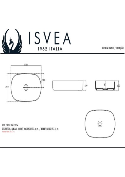 Infinity 55 cm Tezgahüstü Lavabo-Somon