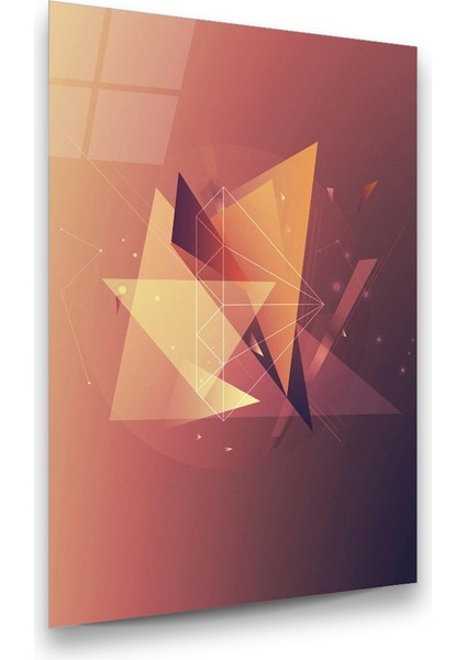 Geometrik Şekiller Dikey Cam Tablo