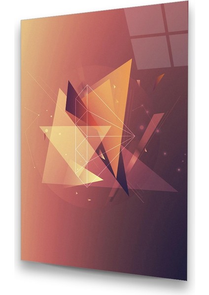 Geometrik Şekiller Dikey Cam Tablo modelleri