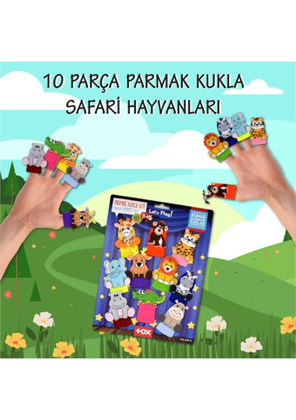 Safari Hayvanları 10 Parça Parmak Kukla Set T223