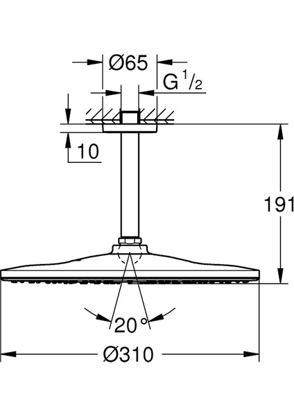 Rainshower Mono 310 Tepe Duşu Seti 142 Mm, Tek Akışlı 26560000