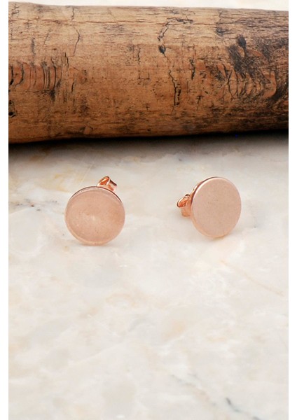 8 mm Plaka Rose Gümüş Küpe