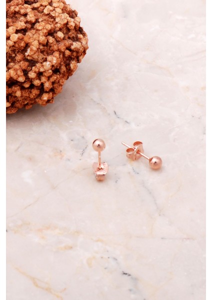 Rose Gümüş 4 mm Top Küpe