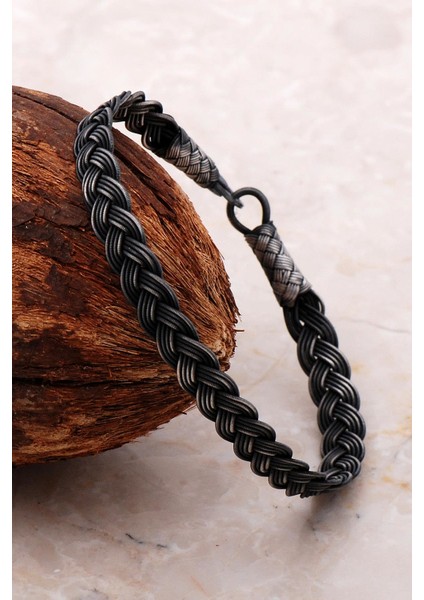 Kazaziye İşlemeli Elişi Sarma Gümüş Erkek Bileklik fiyatları