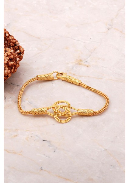 Kazaziye İşlemeli Altın Yaldızlı Şems Düğümü Bileklik fiyatları