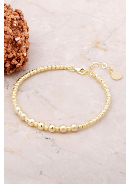 Dorissa Altın Yaldızlı Gümüş Bilezik