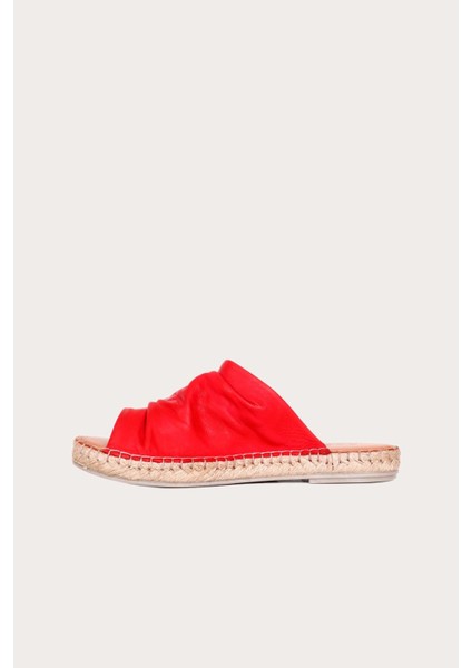 Vizon Deri Kadın Espadril Terlik modelleri