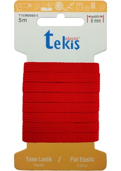 10 mm Kırmızı Yassı Lastik - 5 Metre