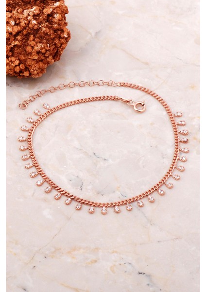 Gurmet Sıra Taşlı Rose Gümüş Halhal 280 fiyatları