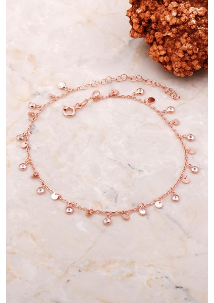 Pullu Taşlı Sallantılı Rose Gümüş Halhal 290 fiyatları