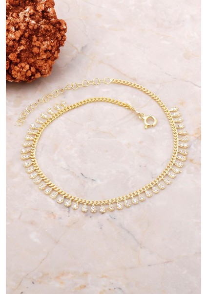 Gurmet Sıra Taşlı Altın Yaldızlı Gümüş Halhal 282 fiyatları