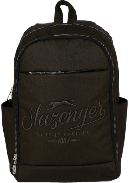 m Slazenger Üç Bölmeli Yeşil Sırt Çantası - Nakışlı Logo - Tablet Bölmeli