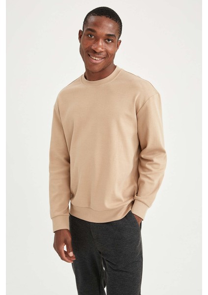 Oversize Fit Bisiklet Yaka Basic Pamuklu Sweatshirt T4984AZ21AU