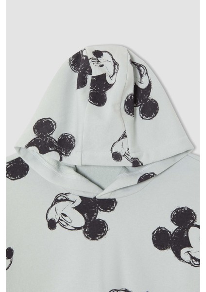 Kız Çocuk Disney Mickey & Minnie Crop Kapüşonlu Desenli Sweatshirt V1588A621AU