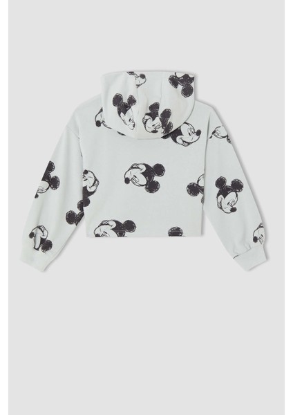 Kız Çocuk Disney Mickey & Minnie Crop Kapüşonlu Desenli Sweatshirt V1588A621AU