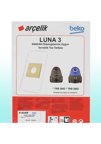 Eticaretarena Beko Trb 2982 Süpürge Modeli 5 Adet Toz Torbası TRB2982
