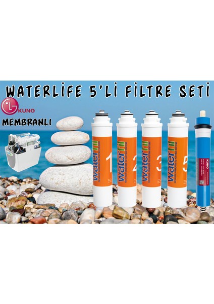 Waterlife Filtre 5 'li Lg Mebran Set Waterlife Su Arıtma Filtresi